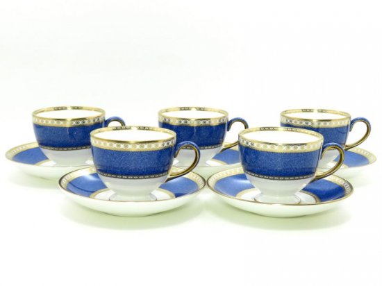 ウェッジウッド カップ＆ソーサー□ユーランダーパウダー ブルー コーヒーC&S 5客セット WEDGWOOD 1級品 - アンティーク  ヴィンテージの高級クリスタル 陶磁器｜グラスクラシック