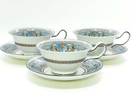 7IN WEDGWOOD ウェッジウッド フロレンティーン ターコイズ カップ＆ソーサー ペア 2客 C&S