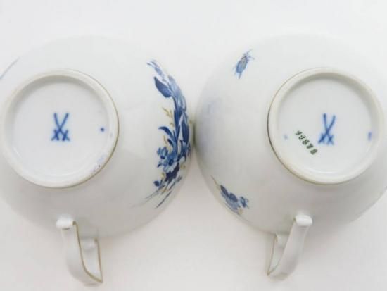 マイセン カップ＆ソーサー□ブルーフラワー ティーC&S 2客セット 青い