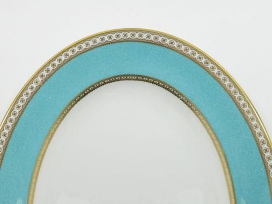 ウェッジウッド プレート□ユーランダーパウダー ターコイズ オーバル