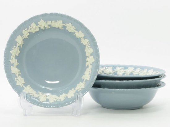 ウェッジウッド ボウル□クイーンズウェア クリームonラベンダー シェルエッジ 深皿 4個セット WEDGWOOD 1級 - アンティーク  ヴィンテージの高級クリスタル 陶磁器｜グラスクラシック