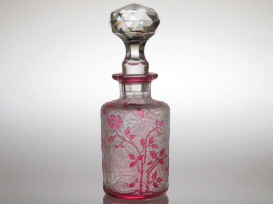 オールド バカラ 香水瓶 ● エグランチエ パフューム ボトル ピンク 16cm 花 少し訳あり アンティーク