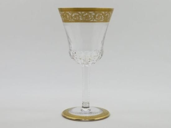 豪奢な サンルイ クリスタル 金彩 16cm グラス ワイン シスル ○ グラス クリスタルガラス