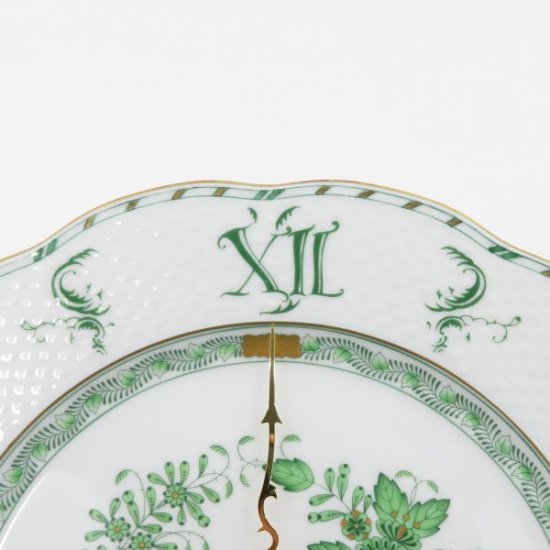 ヘレンド 時計□インドの華 グリーン 掛け時計 ウォールクロック 28cm ...