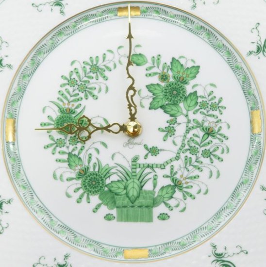 ヘレンド 時計□インドの華 グリーン 掛け時計 ウォールクロック 28cm