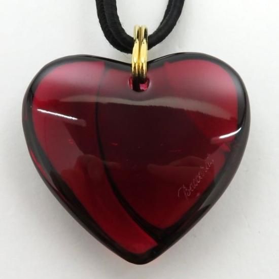 美品バカラハートクリアレッドペンダントチョーカビジュー