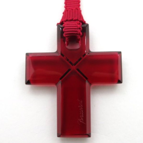 バカラ ネックレス クロス 十字架 赤色 レッド ペンダント ビジュー
