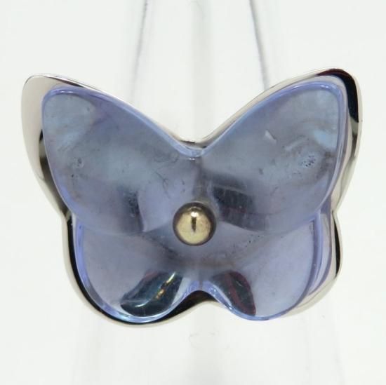 B*ー様 バカラ リング ブルー ハート 15号 バカラ リング ブルー