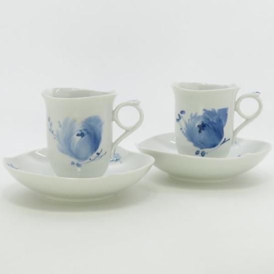 MEISSEN マイセン ブルー系フラワー コーヒーカップ&ソーサー （大）-