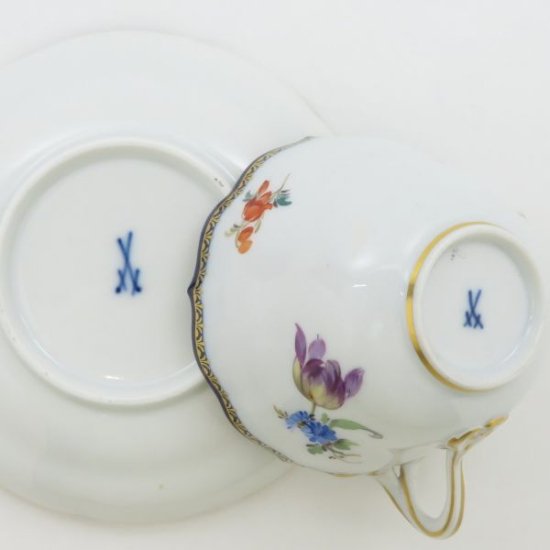 マイセン カップ&ソーサー□Aカンテ 五つ花 C&S 洋食器 1客 金彩 コバルトブルー Meissen 1級品 2 - アンティーク ヴィンテージの 高級クリスタル 陶磁器｜グラスクラシック