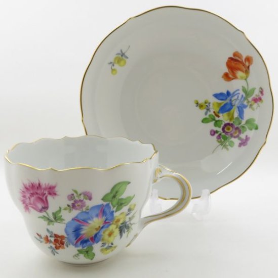 マイセン カップ&ソーサー□ベーシックフラワー ブーケ 五つ花 C&S 洋食器 1客 Meissen 1級品 1 - アンティーク  ヴィンテージの高級クリスタル 陶磁器｜グラスクラシック