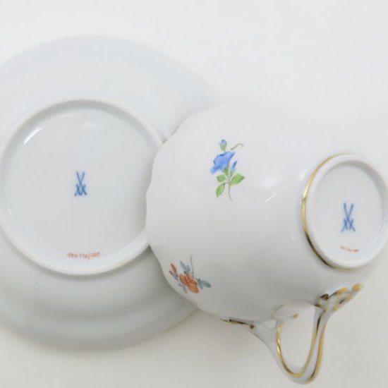 マイセン カップ&ソーサー□ベーシックフラワー ブーケ 五つ花 C&S 洋食器 1客 Meissen 1級品 4 - アンティーク  ヴィンテージの高級クリスタル 陶磁器｜グラスクラシック