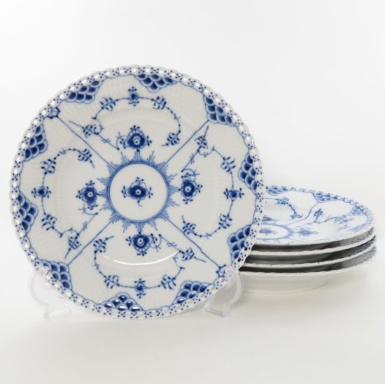 ロイヤルコペンハーゲン プレート□ブルーフルーテッド フルレース ディナープレート 洋食器 5枚セット 23cm Royal Copenhagen  1級品 - アンティーク ヴィンテージの高級クリスタル 陶磁器｜グラスクラシック