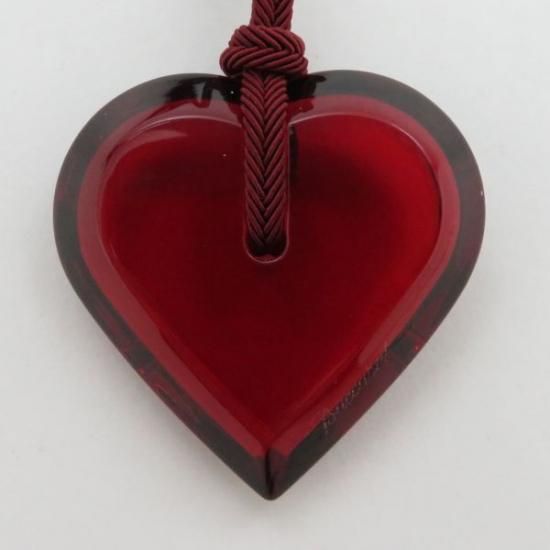 バカラ ネックレス ○ ハート フラット レッド ペンダント チョーカー