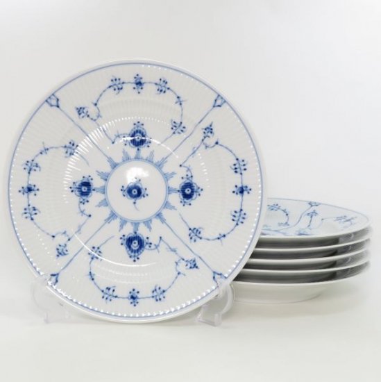 ロイヤルコペンハーゲン プレート□ブルーフルーテッド プレインレース Royal Copenhagen 25.5cm ディナープレート 大皿 洋食器  6枚 1級品 - アンティーク ヴィンテージの高級クリスタル 陶磁器｜グラスクラシック