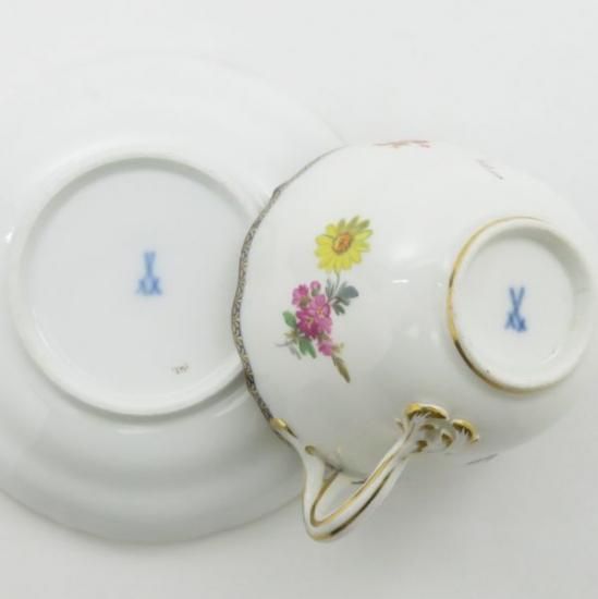 MEISSEN - マイセン Aカンテ 6つ マイセン カップ&ソーサー□Aカンテ 六つ花 C&S 洋食器 1客 金彩