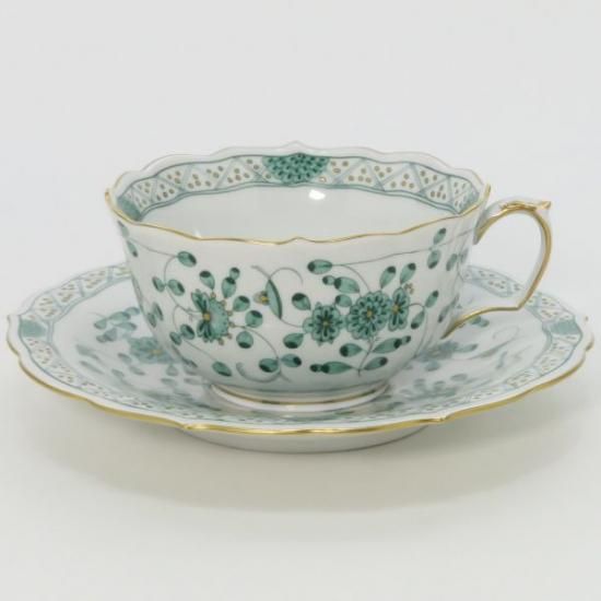 マイセン カップ&ソーサー□インドの華 リッチグリーン C&S 洋食