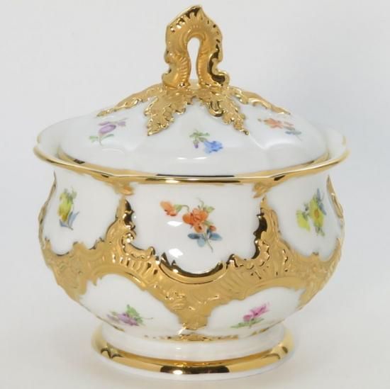 マイセン ポット□Bフォーム グランツゴールド 散らし小花 シュガー