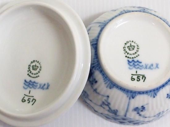 【美品】ロイヤルコペンハーゲン ブルーフルーテッド ハーフレース シュガーポット ブルーフルーテッド ハーフレース シュガーボウル|ロイヤル