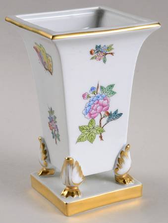 ヘレンド 花瓶 ビクトリア クイーン （オールダー） フラワーベース スクエア型 - アンティーク ヴィンテージの高級クリスタル  陶磁器｜グラスクラシック
