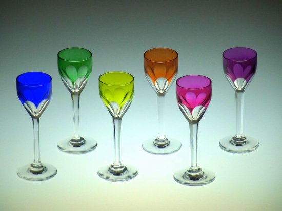 バカラ グラス ◇ ジェノバ 6色 カラフル リキュール グラス セット 紫