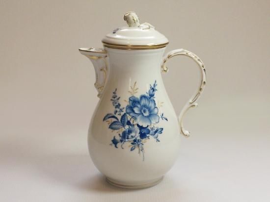 マイセン ポット□ブルーフラワー コーヒーポット 蓋付き 青い花と昆虫