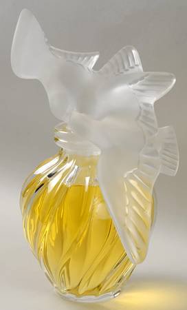 ラリック 香水瓶 レールデュタン L'Air du Temps 蓋付き パフュームボトル Nina Ricci 2羽のハト 鳥 フロステッド