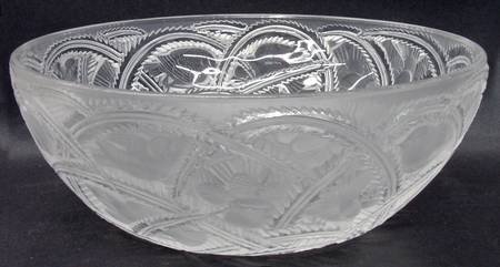V361 ラリック パンソン ラウンドボウル ガラス鉢 細密彫刻 直径23㎝-