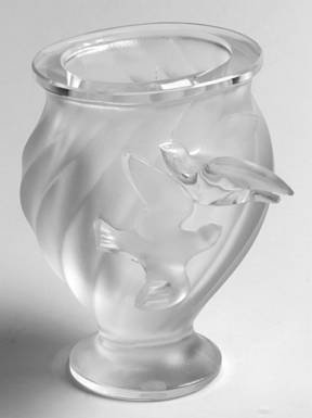 ラリック 花瓶 ロジーヌ Rosine フラワーベース 鳥 フロステッド