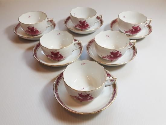 ヘレンド カップ＆ソーサー□アポニー ピンク C&S 6客 インドの華