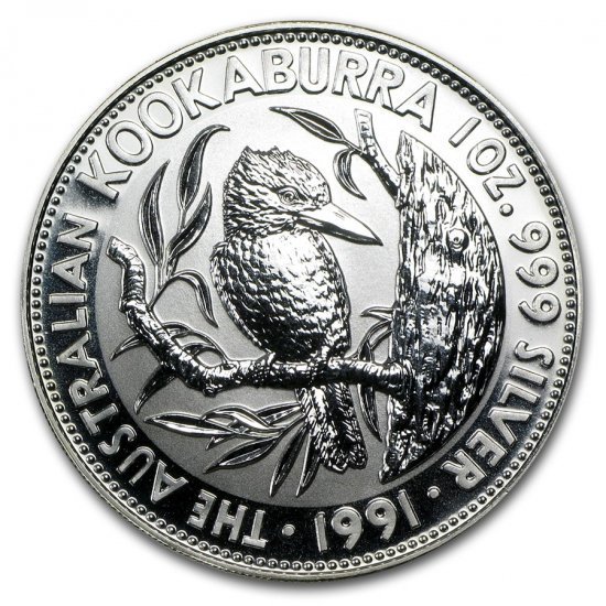 1991 オーストラリア クッカバラ（カワセミ） 銀貨 1オンス クリア 