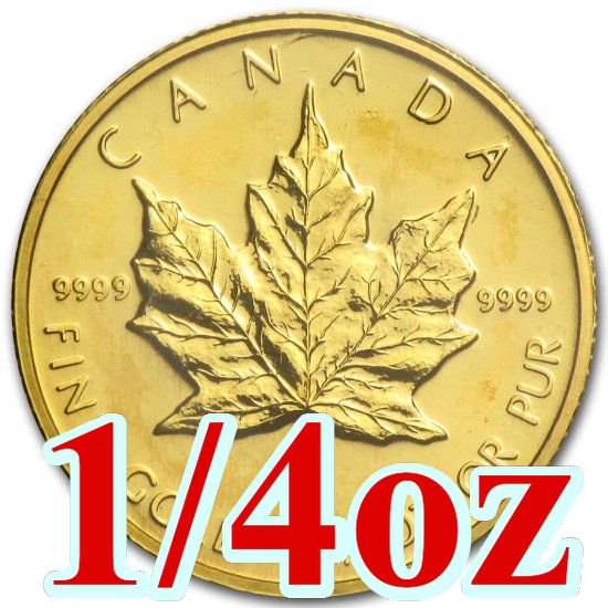貨幣カナダ メイプルリーフ 金貨 1/4オンス 美品 7.8g