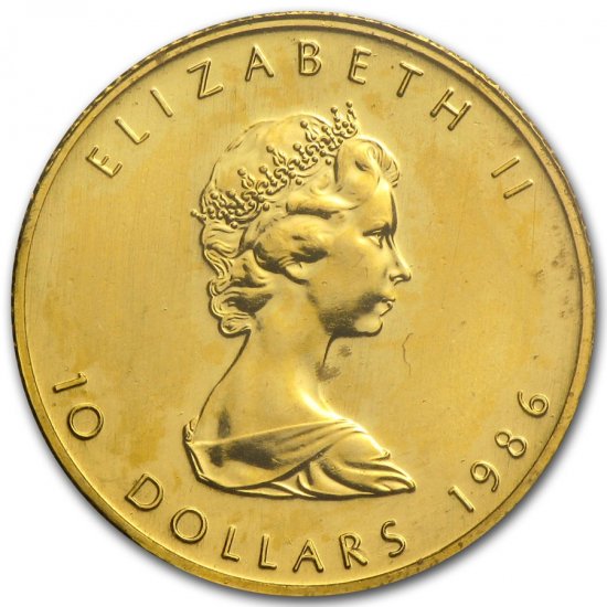 ④メイプルリーフ金貨 1/４オンス 1986年美術品/アンティーク - 貨幣