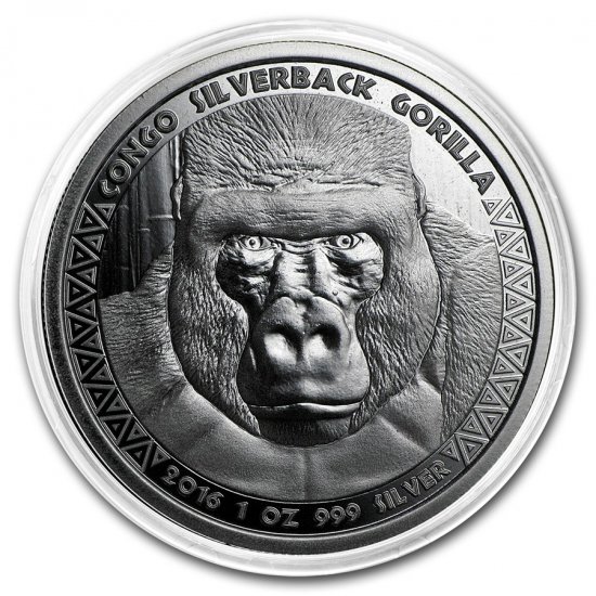 最新作 2022年 コンゴ共和国 シルバーバック ゴリラ 純銀  1オンス銀貨