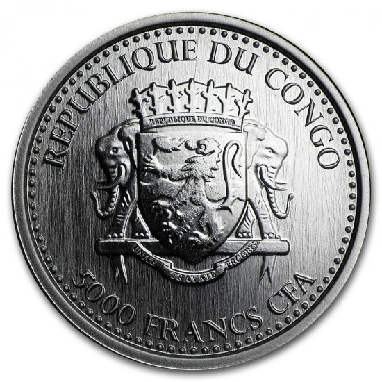 2016 コンゴ共和国 1オンス銀貨 シルバー ブラック ゴリラ 新品未使用 