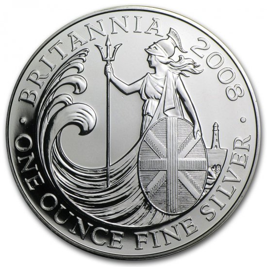 2008 イギリス ブリタニア銀貨1オンス (39mmクリアケース付き) - 野口