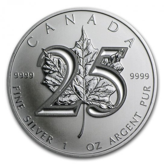 2013 カナダ メイプル銀貨 1オンス クリアケース付き【25周年記念
