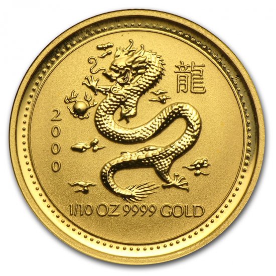 新品未使用 2000 オーストラリア 干支ドラゴン金貨 1/10オンス オーストラリアパース造幣局発行 クリアーケース付き - 野口コイン