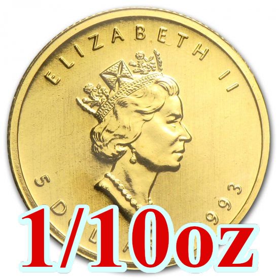 1993 カナダ メイプル金貨1/10オンス 新品未使用 - 野口コイン株式会社