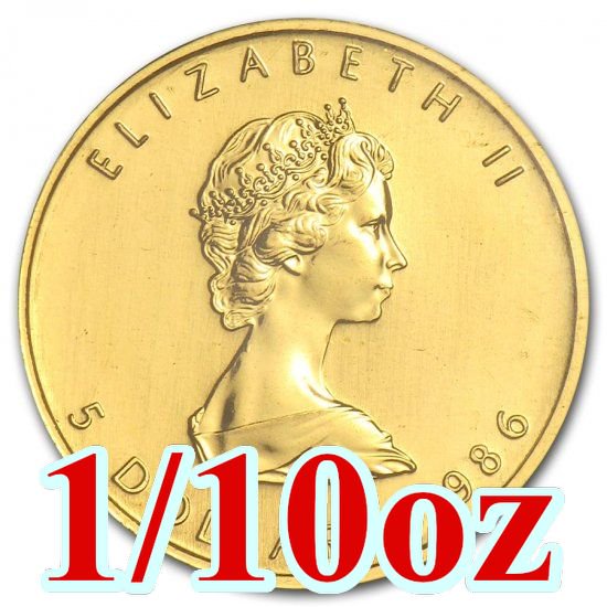 メイプルリーフ　金貨 1/10 oz カナダ　1986年