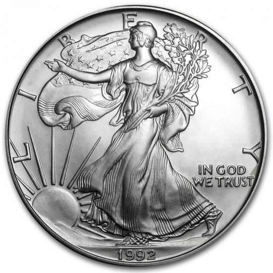 アンティークコイン1992アメリカンシルバー　イーグルコイン　ミント　未開封　ケース付き