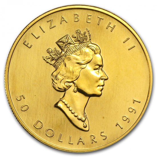 1991 カナダ メイプル金貨１オンス（30mmクリアケース付き 