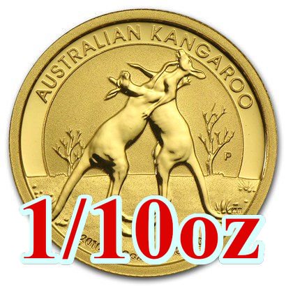 2010 オーストラリア、カンガルー金貨 1/10オンス クリアケース付き 