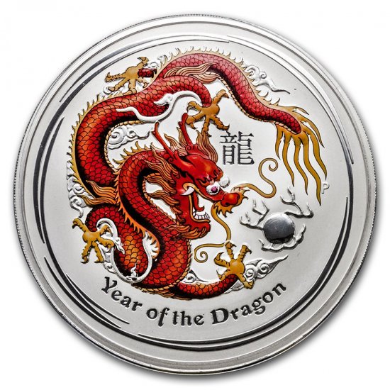 干支ドラゴン2012年製銀貨　オーストラリア造幣局発行1/2oz貴重レア品貨幣