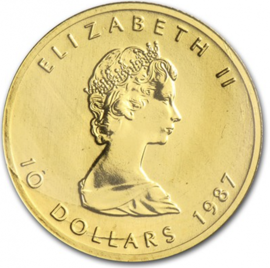 1987 カナダ メイプル金貨 1/4オンス ヤングエリザベス 新品未使用