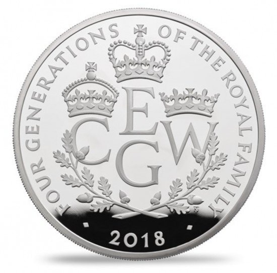 2018 イギリス サファイア戴冠式記念 銀貨 5オンス プルーフ 箱と