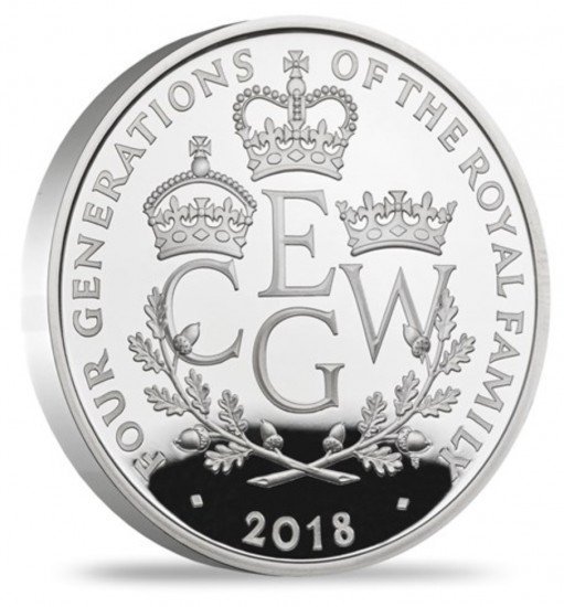 2018 イギリス 56.56g 銀貨 英国王室の4世代 ピェフォー プルーフ ケース付き 【Proof】 新品未使用 - 野口コイン株式会社