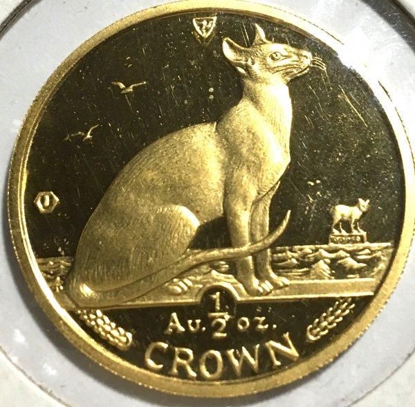 1992 マン島キャット金貨 1/2オンス シャム猫 30mmクリアケース付き ...