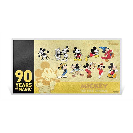 2018 ニウエ ミッキーマウス90周年記念 紙幣型金貨 1g 箱付き 新品未使用 - 野口コイン株式会社