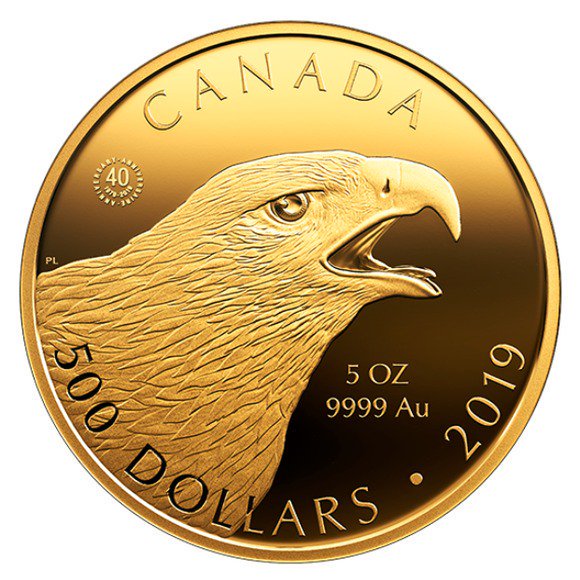 2018 カナダ ゴールデンイーグル 金貨 5オンス プルーフ 箱とクリア 